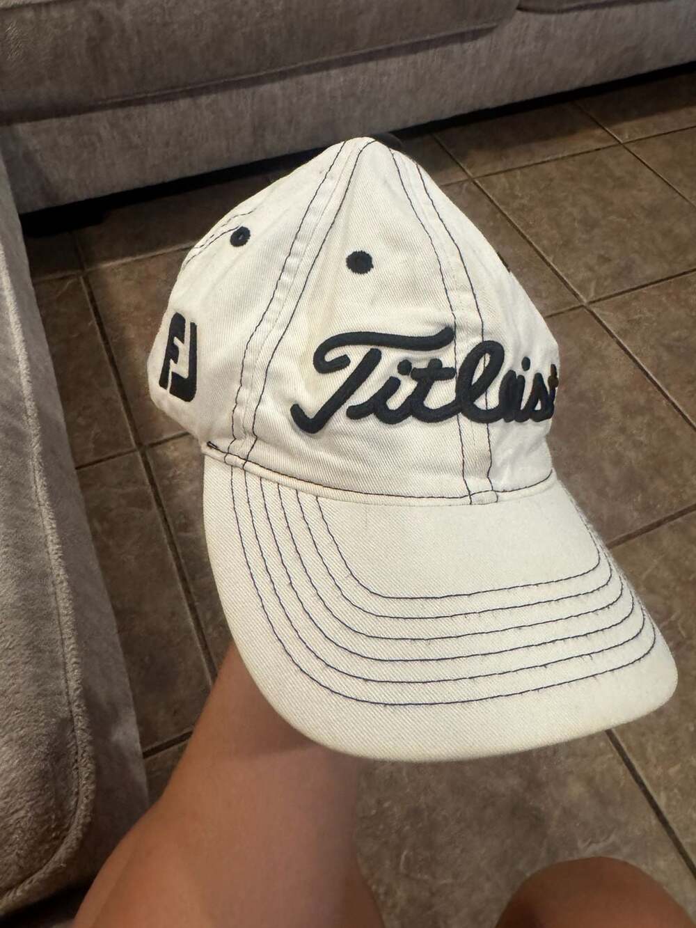 Titleist FootJoy FJ White Adjustable Cotton Golf Cap Hat